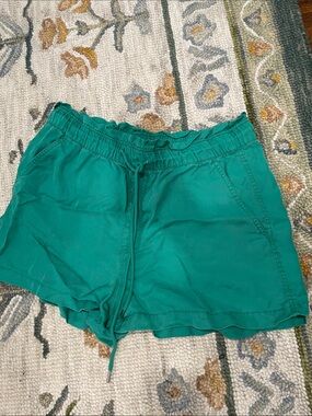 LOFT Teal High-Waist Drawstring Casual Shorts